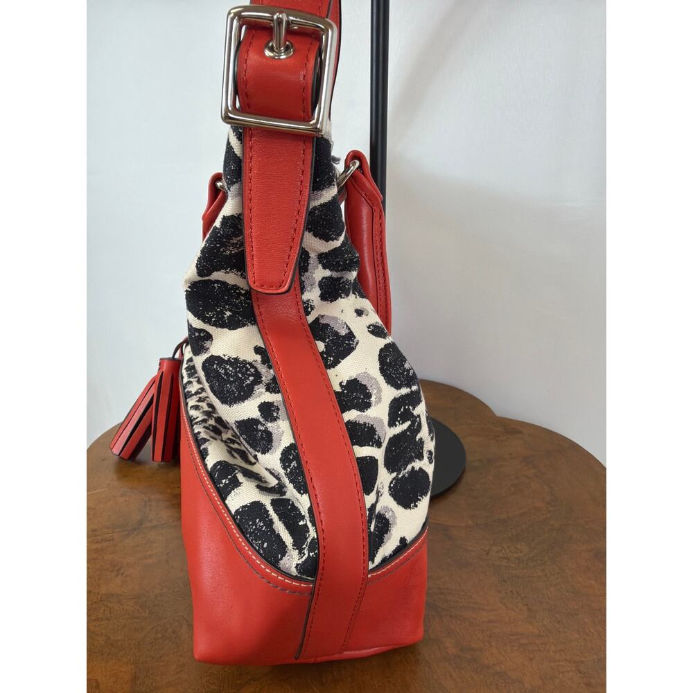 Coach Rory 19988 Leopard Print Handbag Red Leather Trim Clutch Wristlet Bundle - Picture 14 of 16